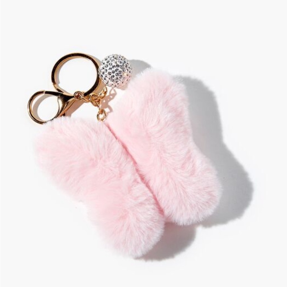 Forever 21 Butterfly Pom Pom Keychain NWT